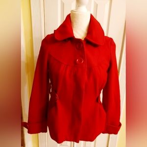 Love Culture Red Pea Coat - Size Small